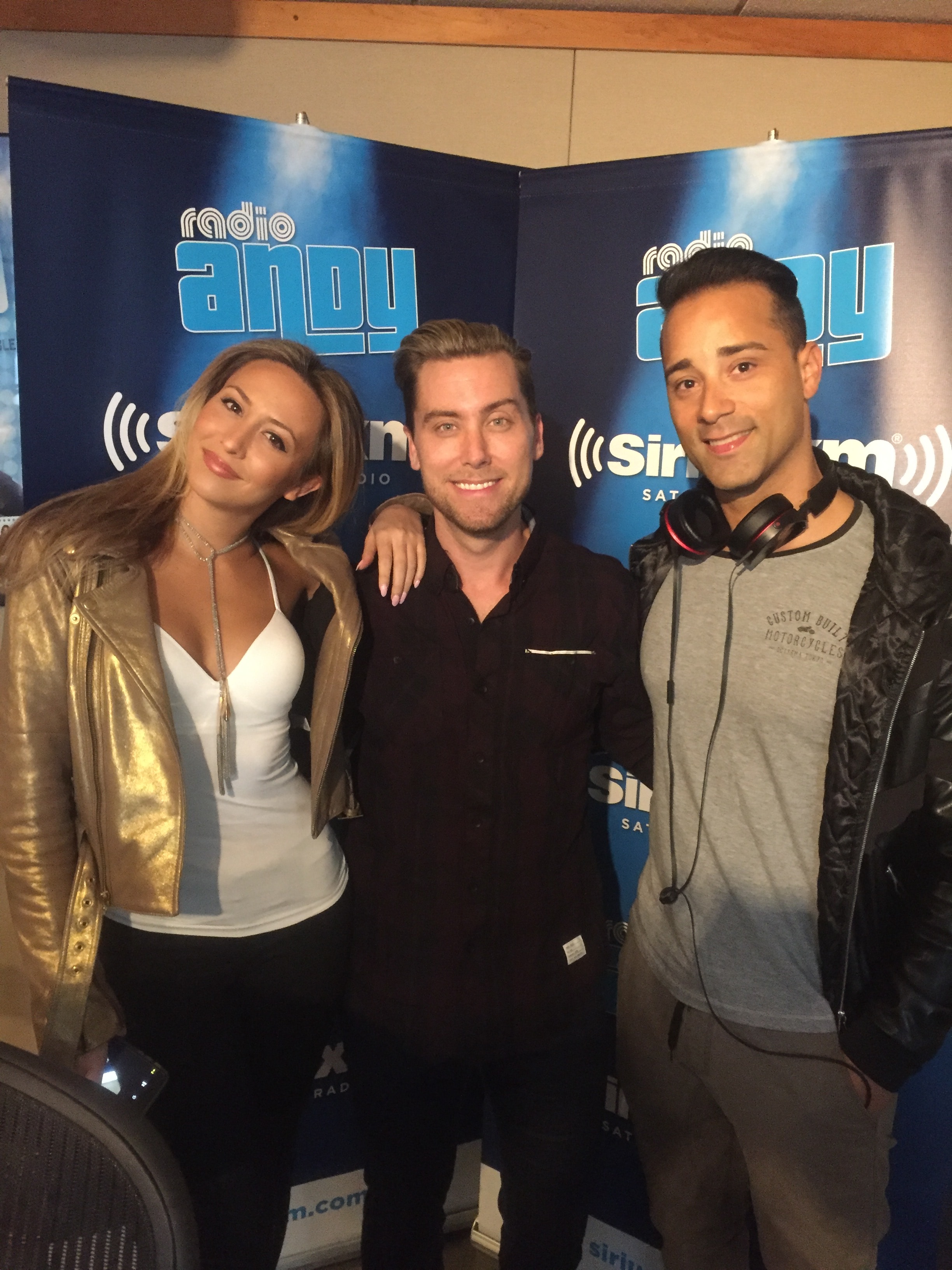 Lance Bass, Hector Fonseca & Natascha Bessez at SiriusXM