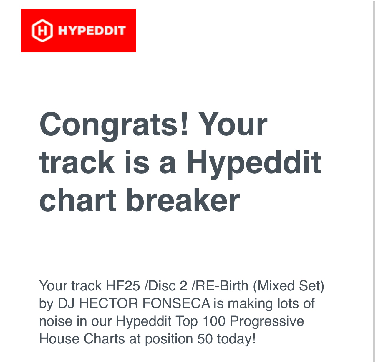 Hector Fonseca "HF25" — Hypeddit Top 100 Progressive House Charts